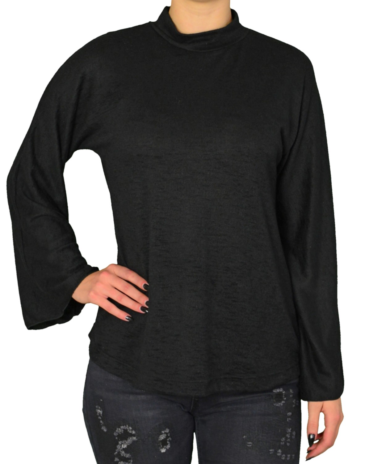 Γυναικεία πλεκτή μπλούζα Lipsy μαύρη ζιβάγκο 2170098